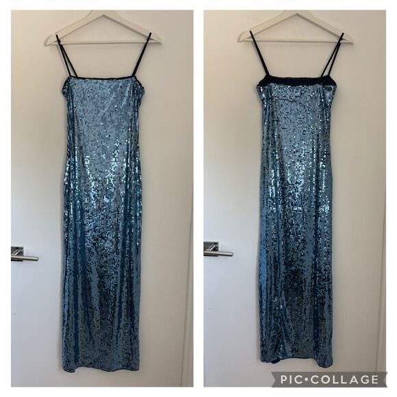 Reformation XS Elise Blue Sequin Knit Dress - Picture 4 of 11